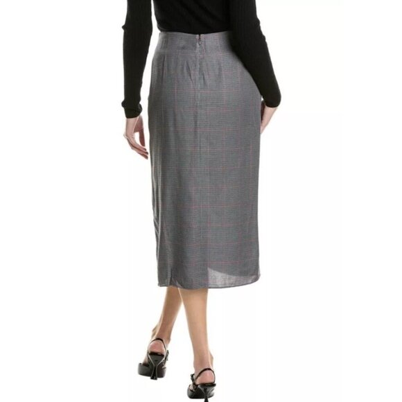 Rag & Bone Womens Size 4 Amber Plaid Midi Skirt Dark Academia Gray Red Black New - Picture 3 of 10